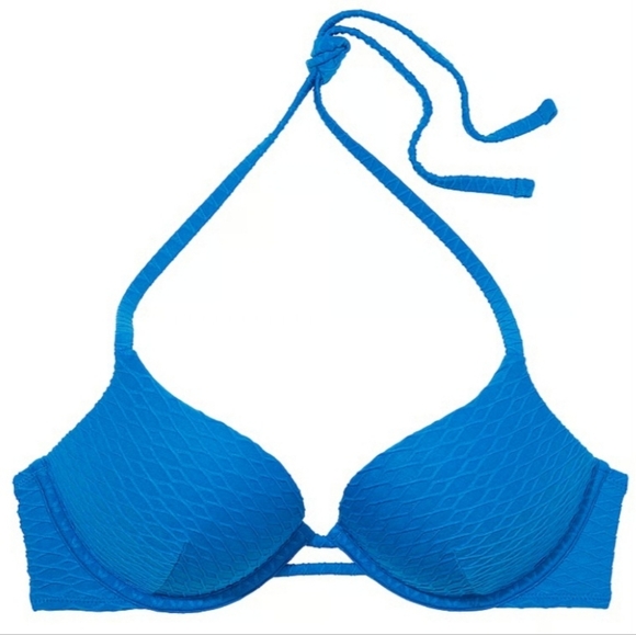 36C/XL VS Swim Bombshell PushUp Bikini Top Side Tie Cheeky Bikini Set Blue - Picture 1 of 6